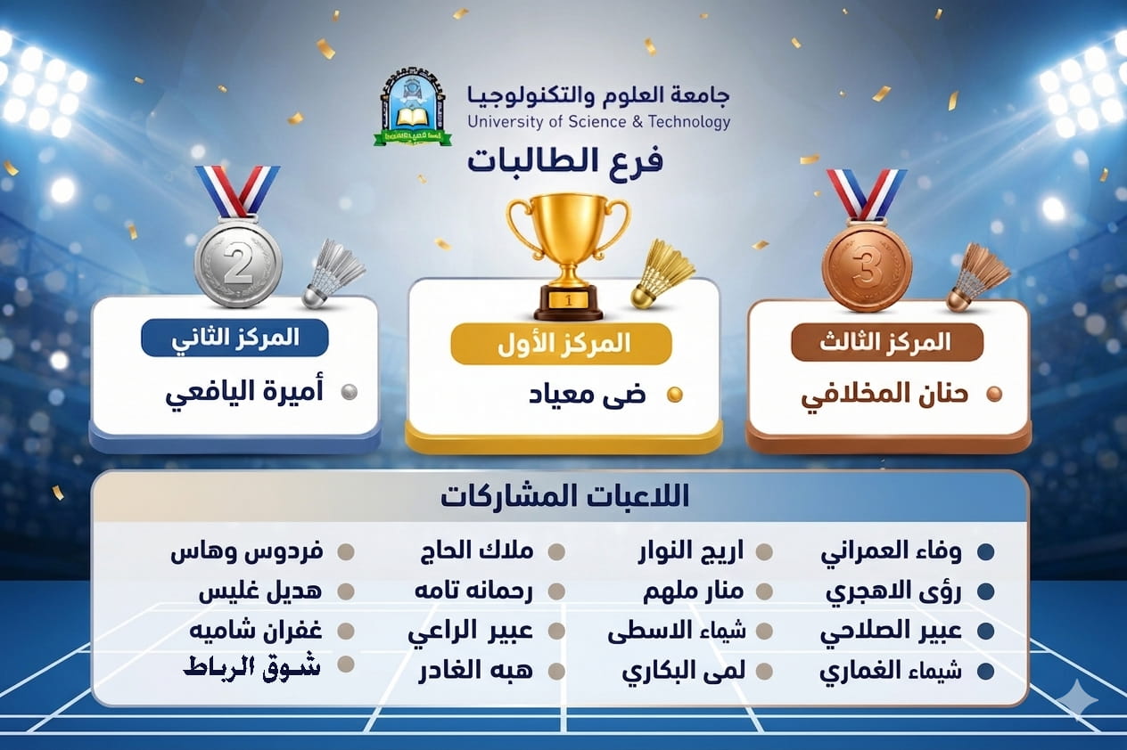 أسماء الفائزات بالبطولة الرياضية الداخلية